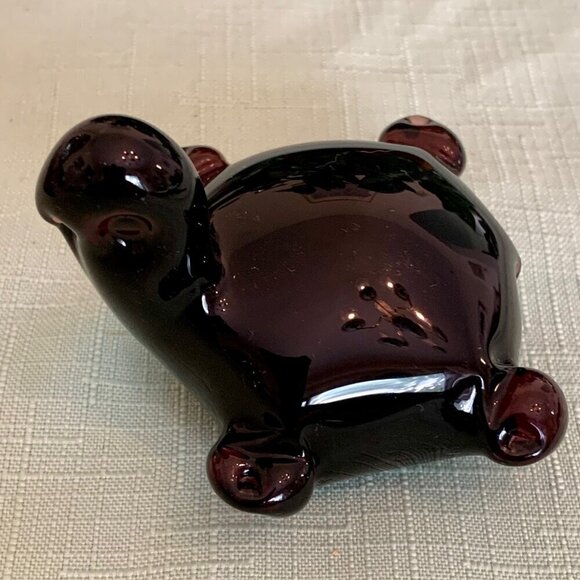 Vintage Art Glass Handblown Turtle Tortoise Paperweight Figurine Purple Burgundy - Picture 3 of 16